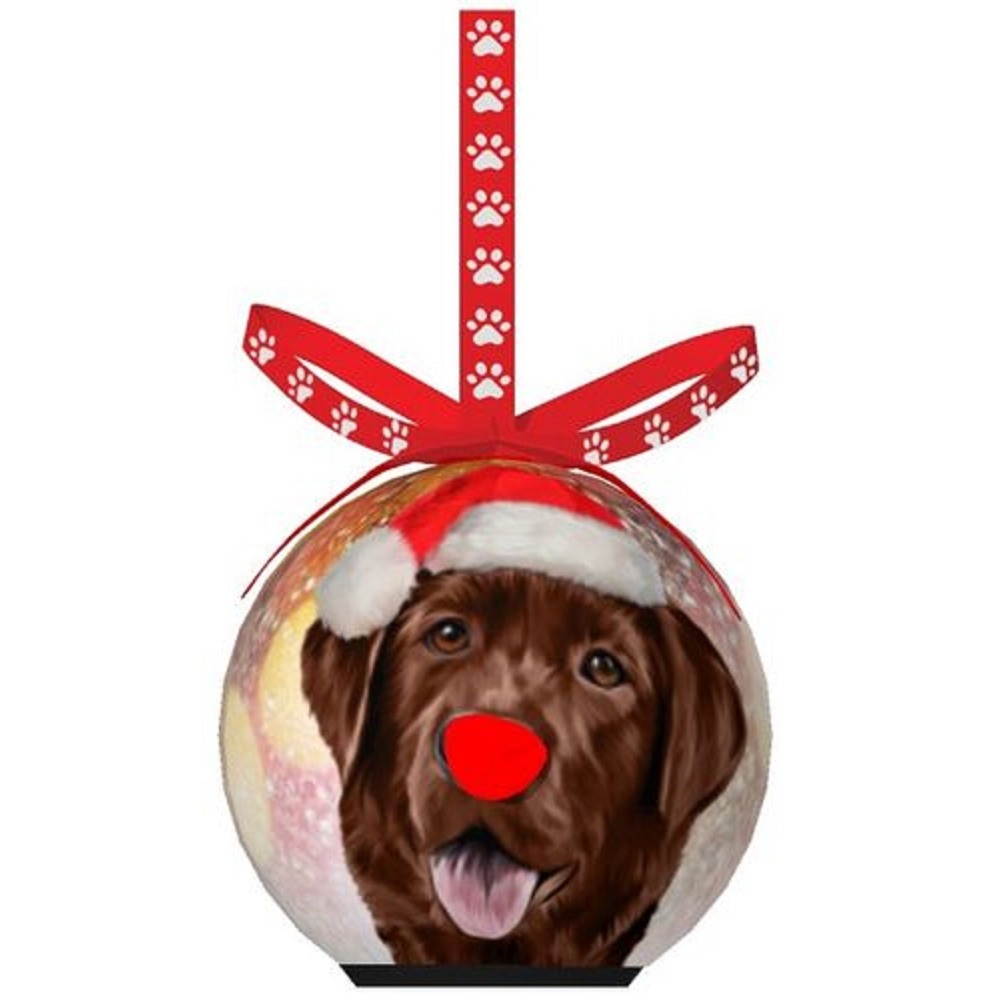 Twinkling‎ Treasures 3D Blinking Christmas Ornament - 3.5" - CHOCOLATE LABRADOR
